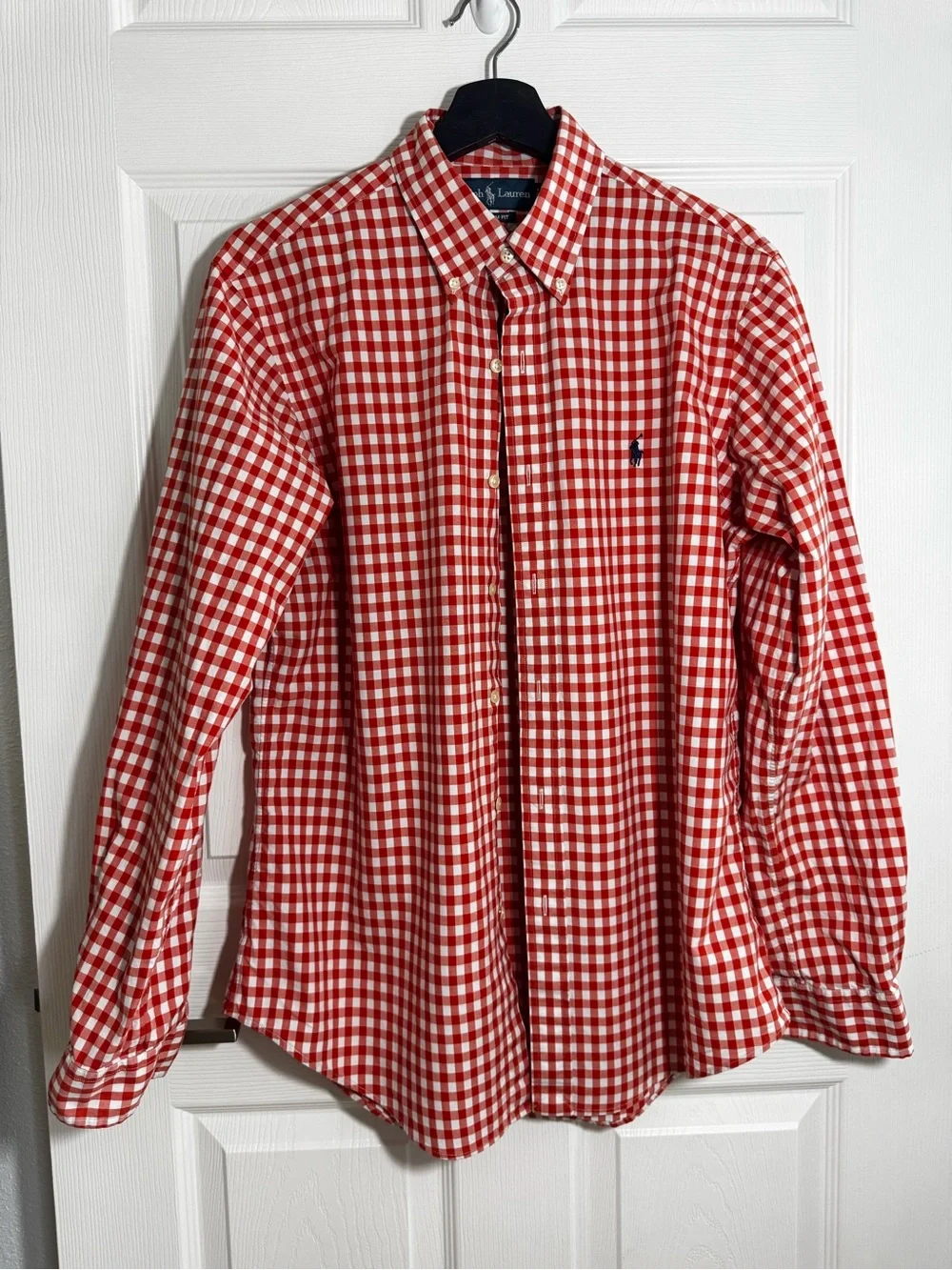 Polo by Ralph Lauren Orange & White Gingham Button-Down Shirt